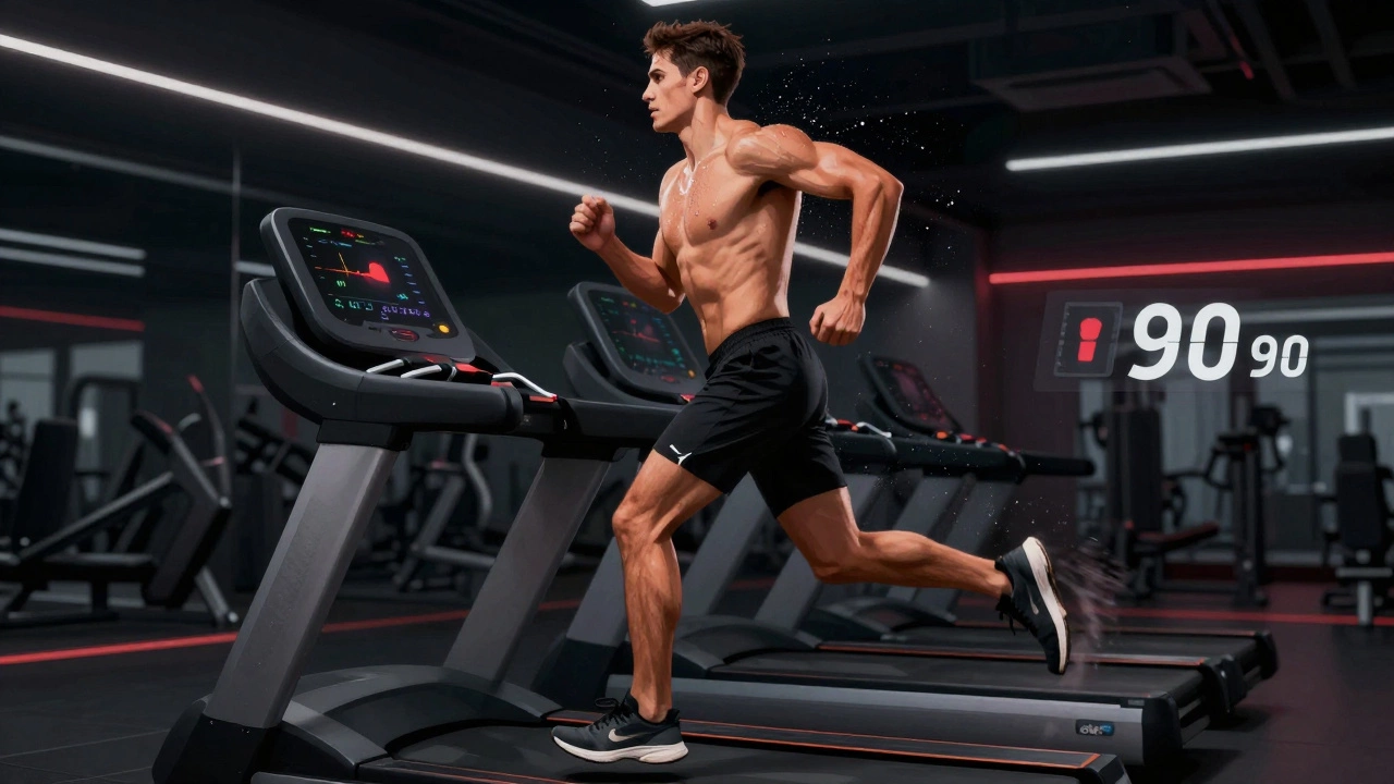 Атлет выполняет интервальную тренировку с эффектом замедленного движения.