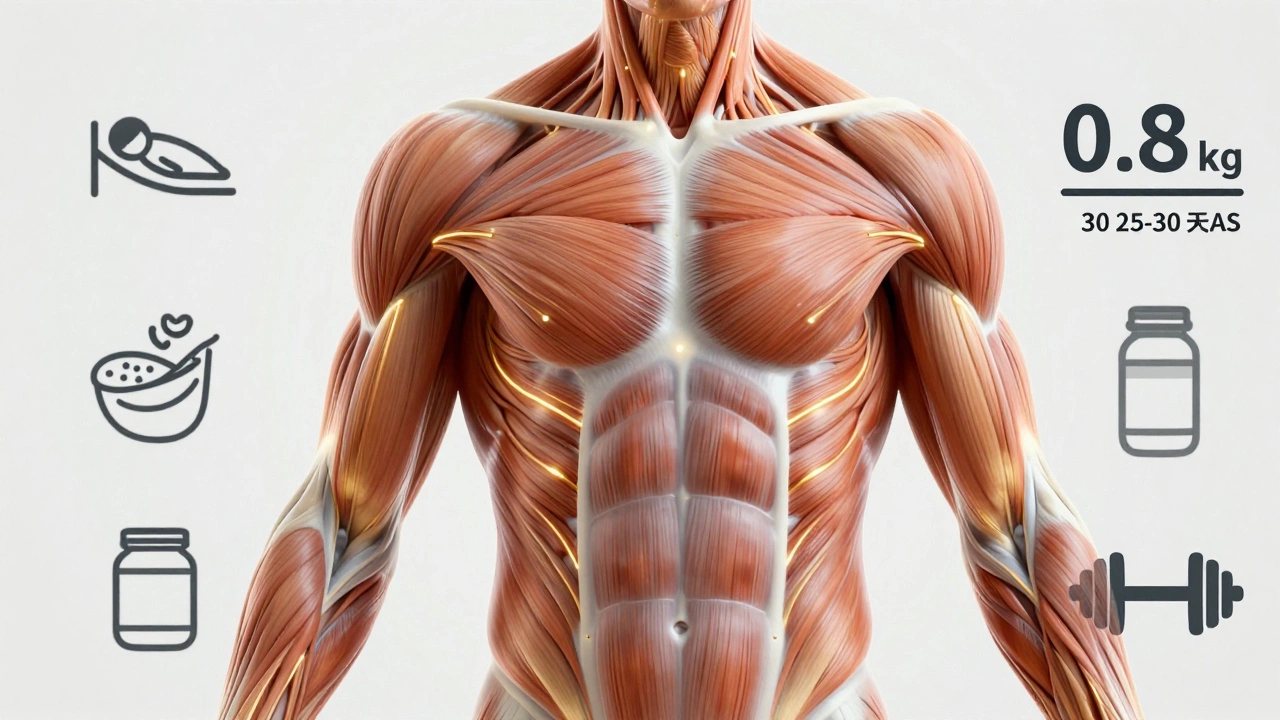 Прозрачное изображение мышц, растущих под воздействием белка, сна и тренировок.