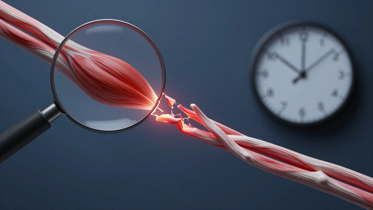 Микроскопическое изображение мышечного волокна, восстанавливающегося в темноте под мягким синим светом.