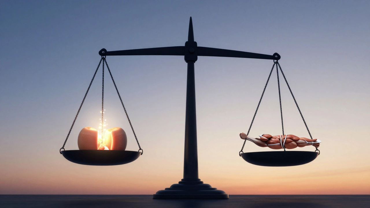 Весы на рассвете: жировая клетка разрушается, мышца восстанавливается — символ восстановления во сне.