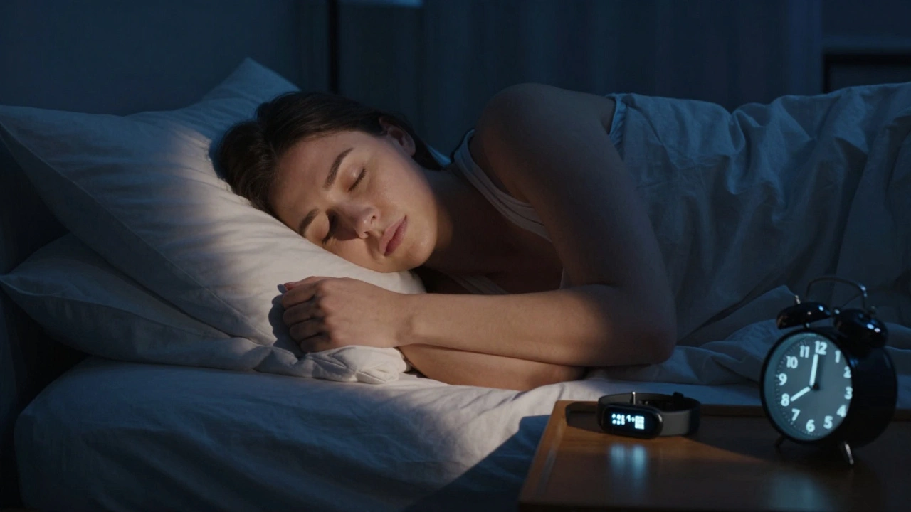 Человек спит в тёмной комнате, символизируя восстановление мышц.