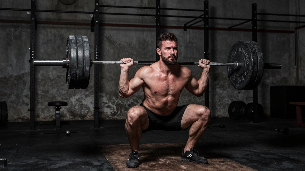 Бодибилдер выполняет тяжелое силовое упражнение в спортзале для сохранения мышц