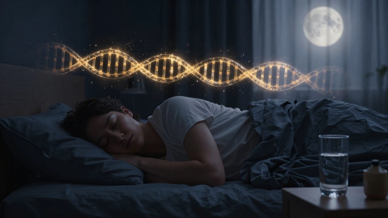 Человек спит в темной комнате, символизируя процесс восстановления мышц