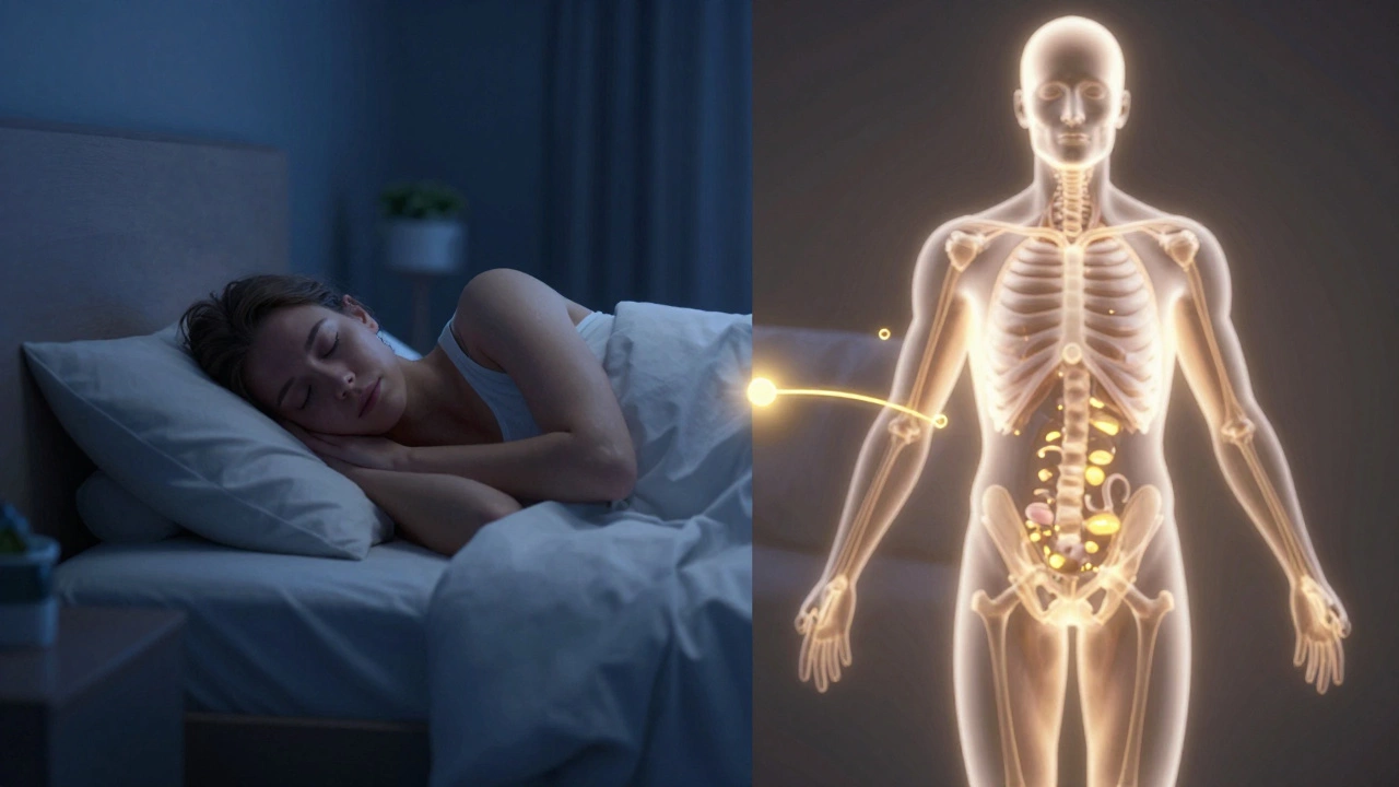 Концептуальное изображение качественного сна и активного метаболизма