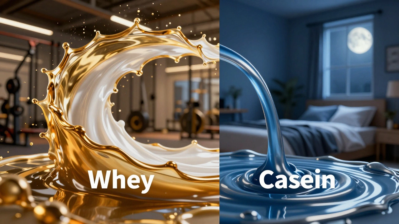 Концептуальное изображение разницы в усвоении сывороточного белка и казеина