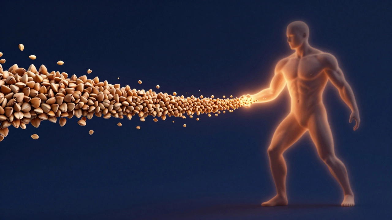 Концептуальное изображение стабильной энергии от гречки для мышц