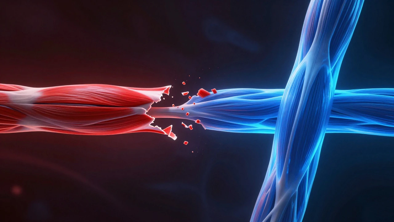 Illustration showing muscle fibers repairing and growing stronger
